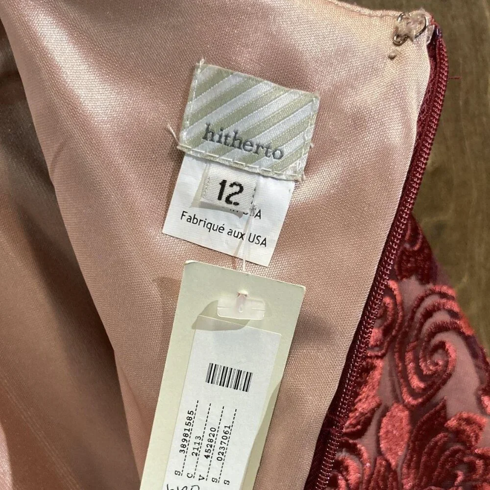 Burgundy Lace Dress 12 NWT Wedding Guest Cocktail Romantic Midi - Picture 5 of 5